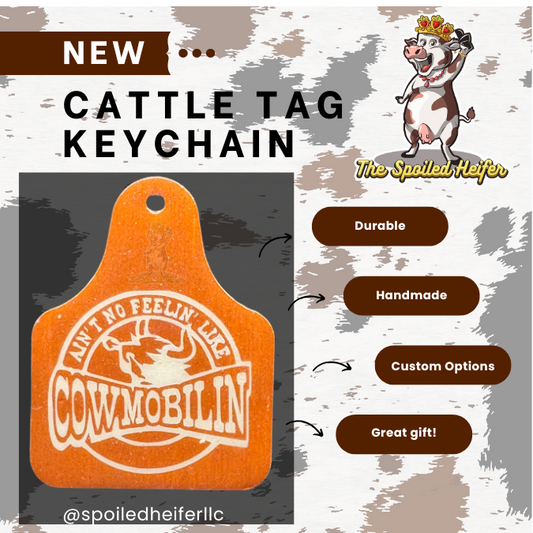 Brown Ain't No Feelin' Like Cowmobilin' Keychain Trucker
