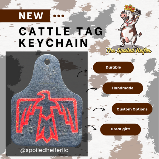 Coral Thunderbird Cattle Tag Keychain *small errors*