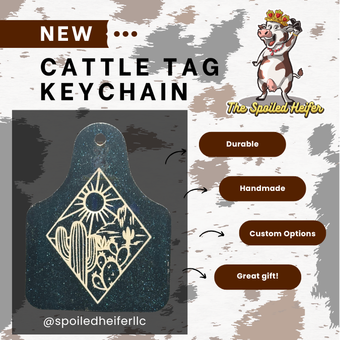 Desert Diamond Glitter Cattle Tag Keychain