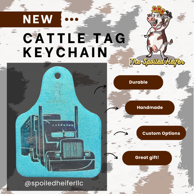 Never Give Up Semi Truck Cattle Tag Keychain