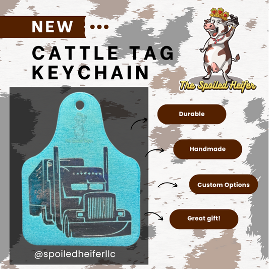 Never Give Up Semi Truck Cattle Tag Keychain