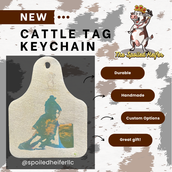 Barrel Racing Positive Mind Positive Vibes Cattle Tag Keychain