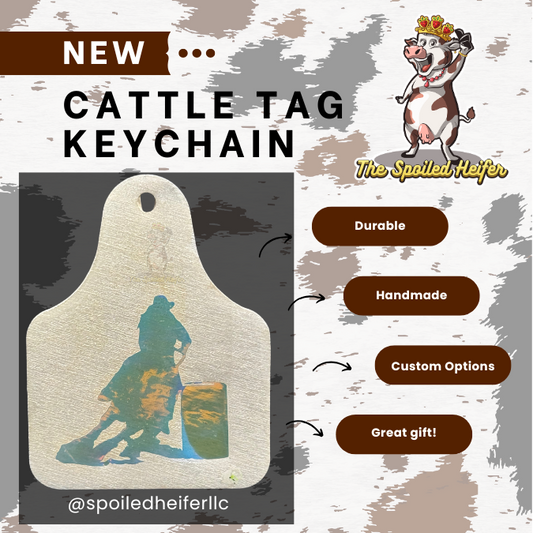 Barrel Racing Positive Mind Positive Vibes Cattle Tag Keychain