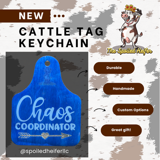 Chaos Coordinator Love Arrow Cattle Tag Keychain