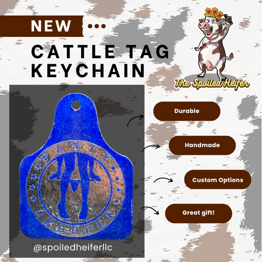Panty Dropper Glitter Cattle Tag Keychain