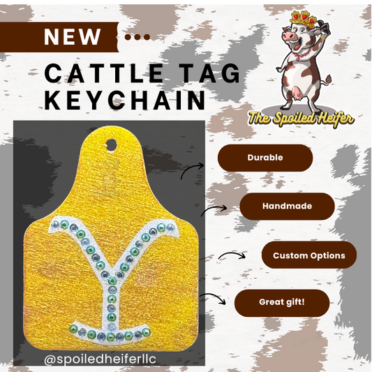 Bling Y Cattle Tag Keychain