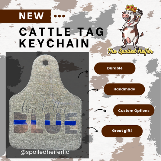 Back The Blue Cattle Tag Keychain