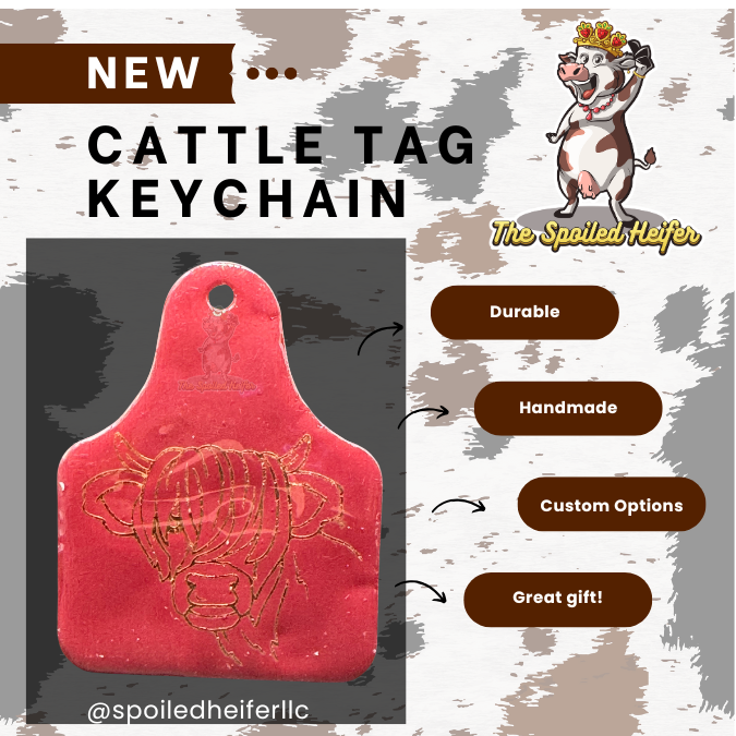Highland Cow Obsessive Cow Disorder Cattle Tag Keychain *small errors*